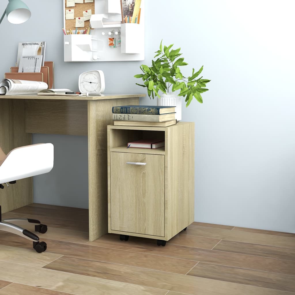 Credenza con Ruote Rovere Sonoma 33x38x60 cm Legno Multistrato - homemem39