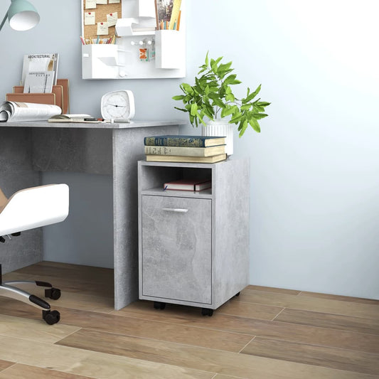 Credenza con Ruote Grigio Cemento 33x38x60 cm Legno Multistrato - homemem39