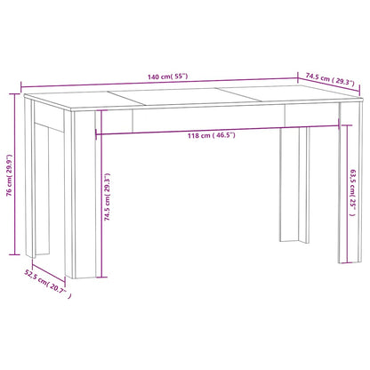Tavolo da Pranzo Bianco 140x74,5x76 cm in Legno Multistrato - homemem39