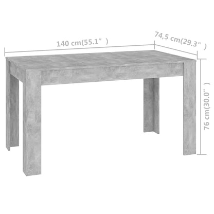 Tavolo da Pranzo Grigio Cemento 140x74,5x76cm Legno Multistrato - homemem39