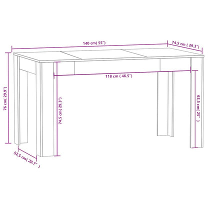 Tavolo da Pranzo Grigio Cemento 140x74,5x76cm Legno Multistrato - homemem39