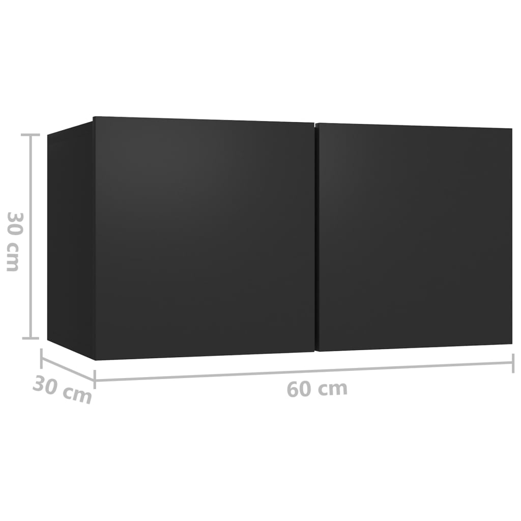 Mobili Porta TV Pensili 3pz Neri 60x30x30 cm