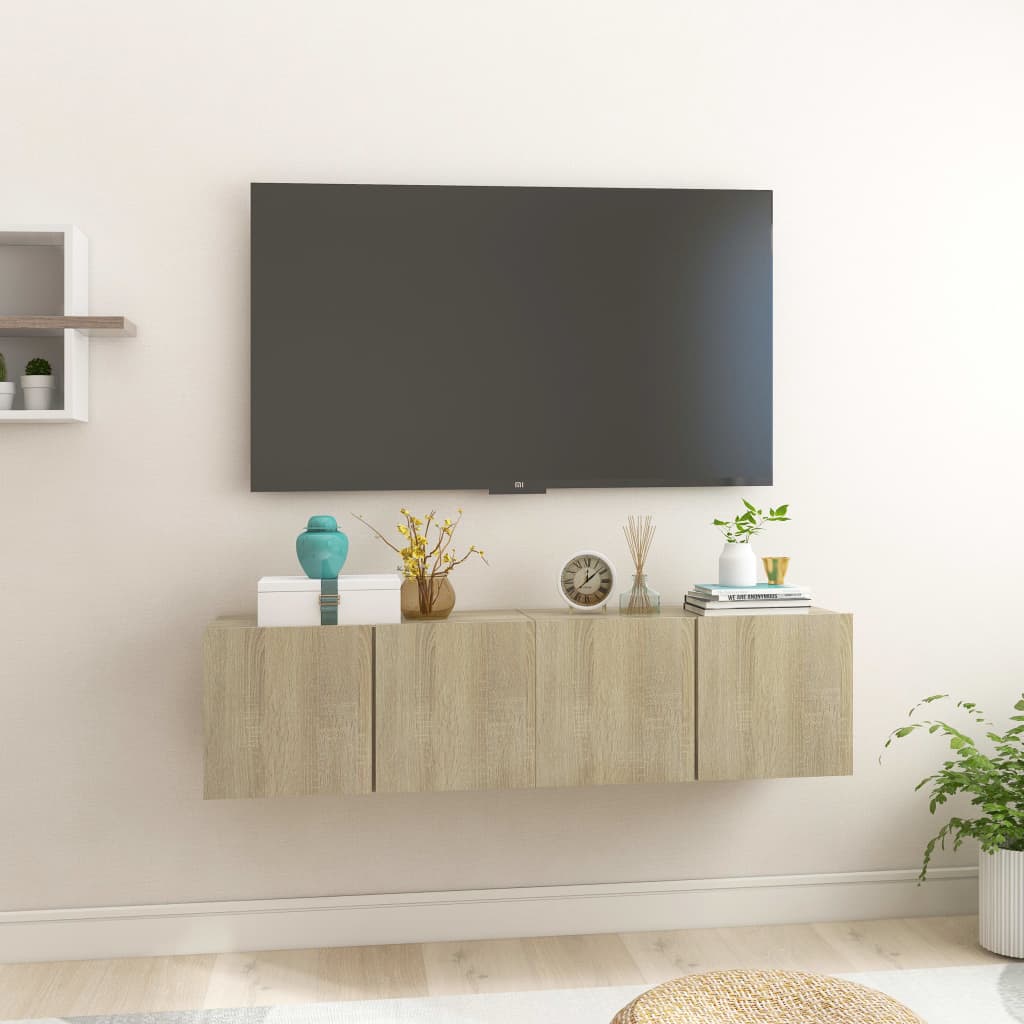 Mobili Porta TV Pensili 2pz Rovere Sonoma 60x30x30 cm - homemem39