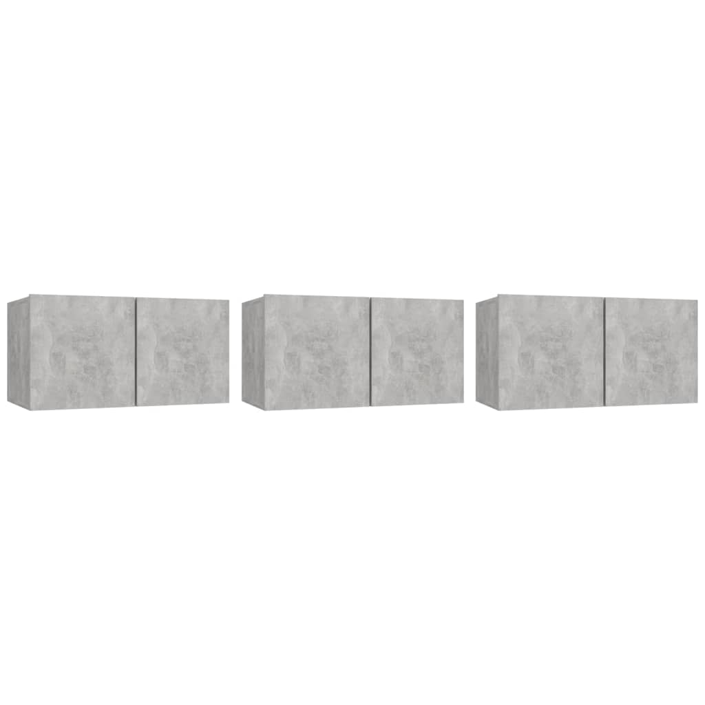 Mobili Porta TV Pensili 3pz Grigio Cemento 60x30x30 cm - homemem39