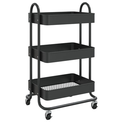 Carrello a 3 Livelli Nero 43x34x79 cm in Acciaio | homemem39