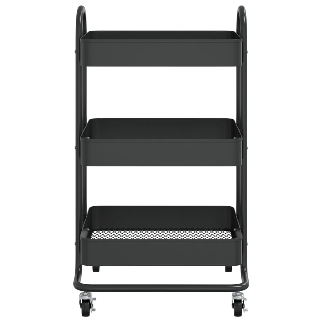 Carrello a 3 Livelli Nero 43x34x79 cm in Acciaio | homemem39