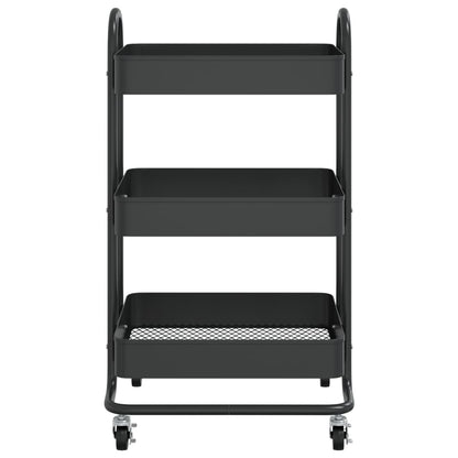 Carrello a 3 Livelli Nero 43x34x79 cm in Acciaio | homemem39
