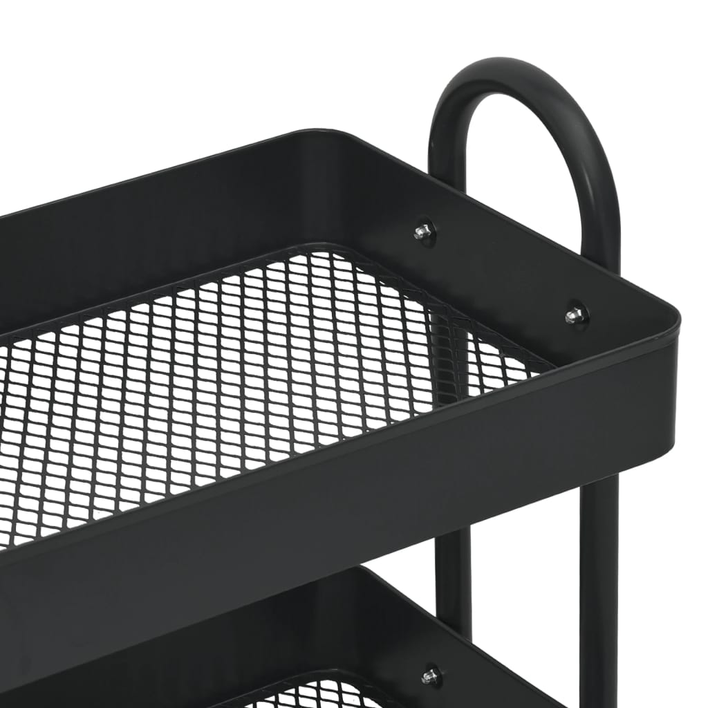Carrello a 3 Livelli Nero 43x34x79 cm in Acciaio | homemem39