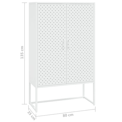 Credenza Alta Bianca 80x35x135 cm in Acciaio | homemem39
