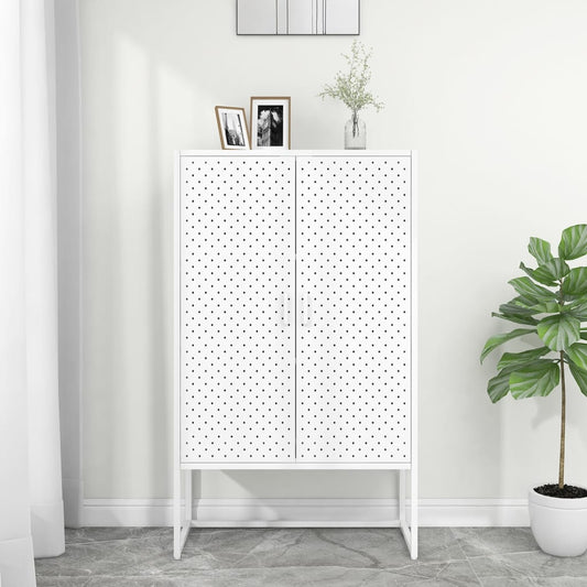 Credenza Alta Bianca 80x35x135 cm in Acciaio | homemem39
