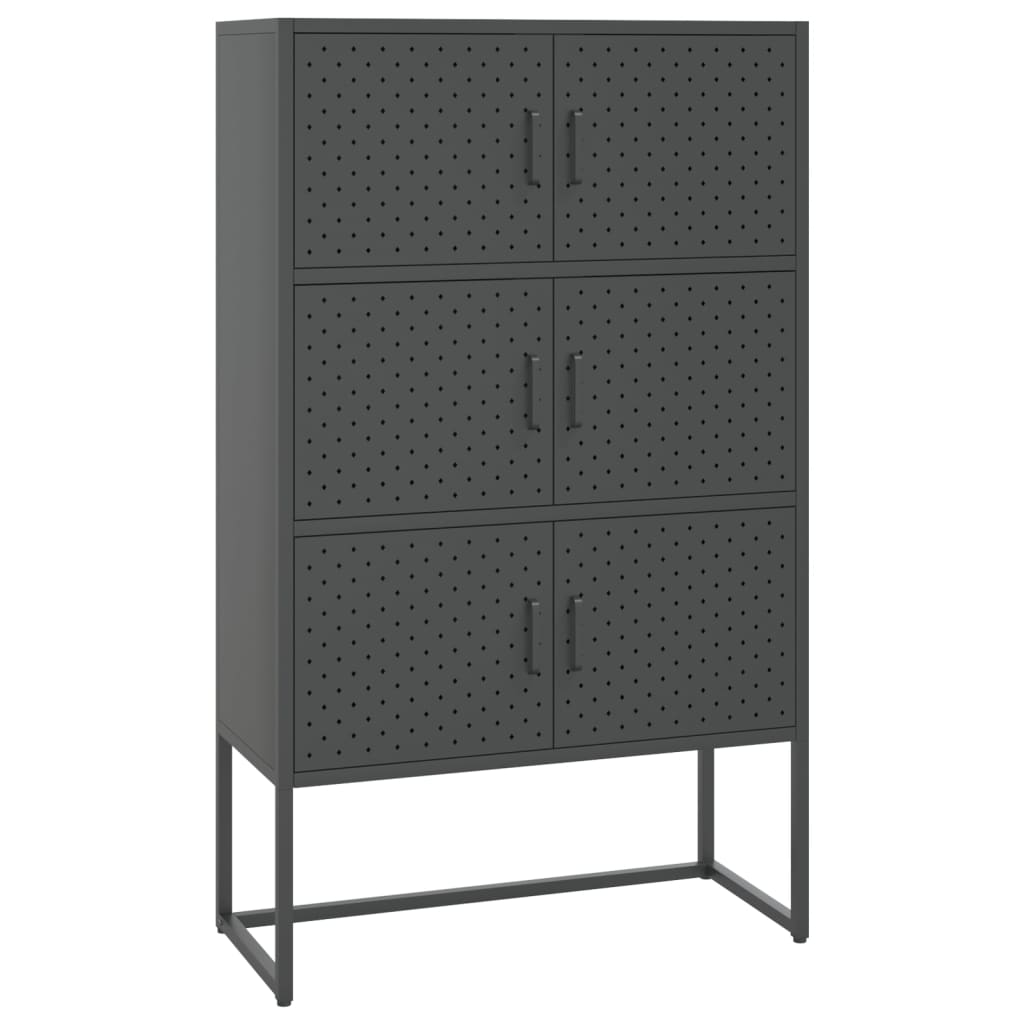 Credenza Alta Antracite 80x35x135 cm in Acciaio | homemem39