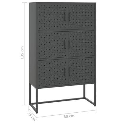 Credenza Alta Antracite 80x35x135 cm in Acciaio | homemem39