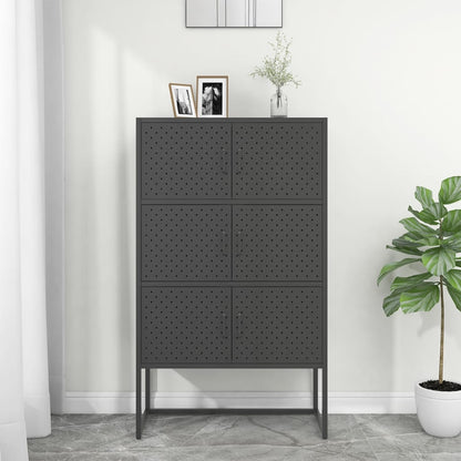Credenza Alta Antracite 80x35x135 cm in Acciaio | homemem39