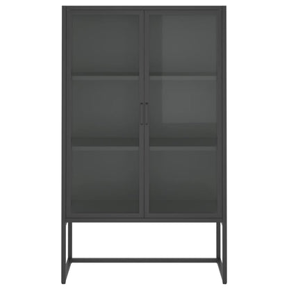 Credenza Alta Antracite 80x35x135 cm Acciaio e Vetro Temperato | homemem39