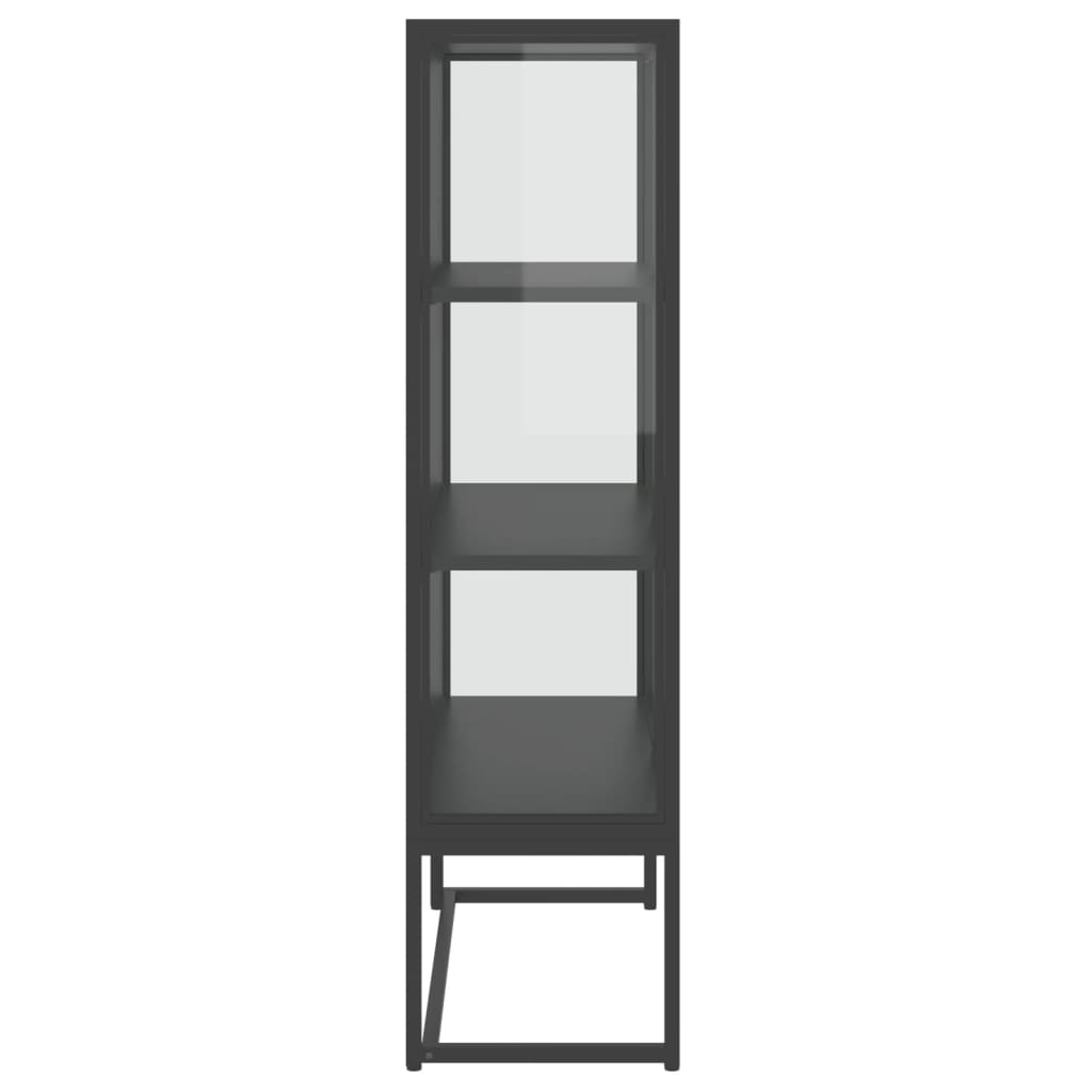 Credenza Alta Antracite 80x35x135 cm Acciaio e Vetro Temperato | homemem39