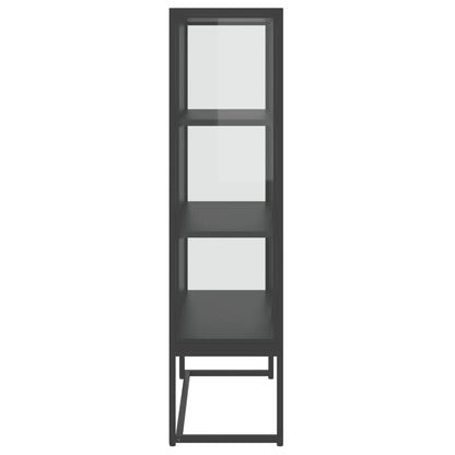 Credenza Alta Antracite 80x35x135 cm Acciaio e Vetro Temperato | homemem39