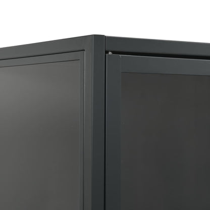 Credenza Alta Antracite 80x35x135 cm Acciaio e Vetro Temperato | homemem39