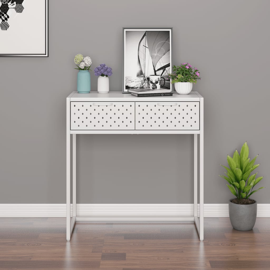Tavolo Consolle Bianco 72x35x75 cm in Acciaio | homemem39