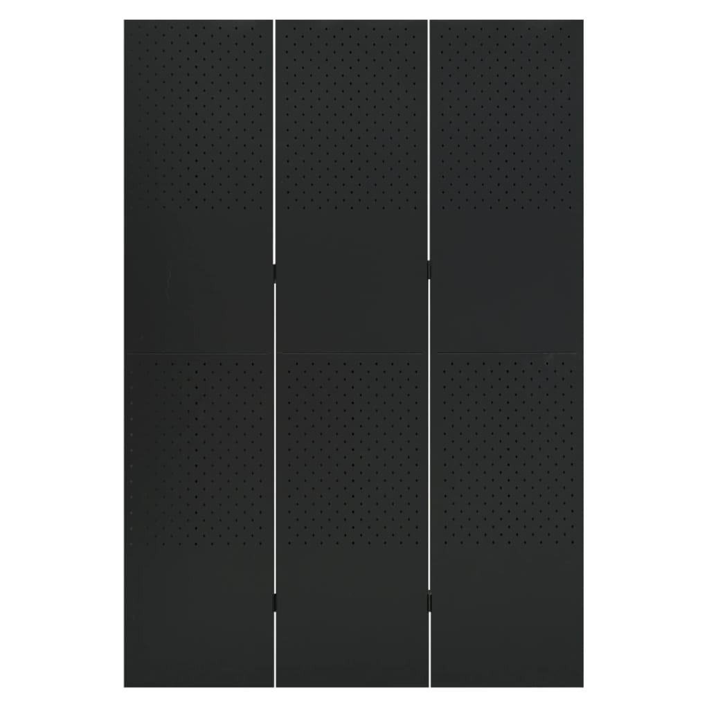 Paravento a 3 Pannelli Nero 120x180 cm in Acciaio | homemem39