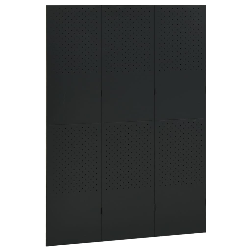 Paravento a 3 Pannelli Nero 120x180 cm in Acciaio | homemem39