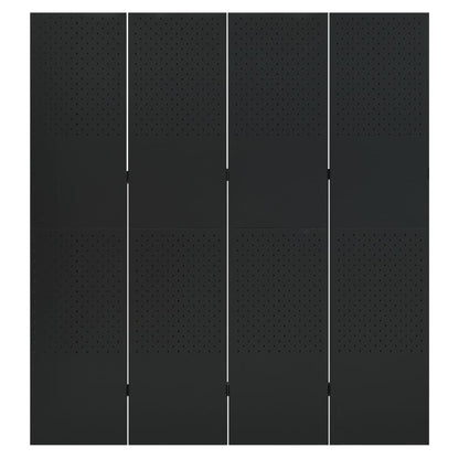 Paravento a 4 Pannelli Nero 160x180 cm in Acciaio | homemem39