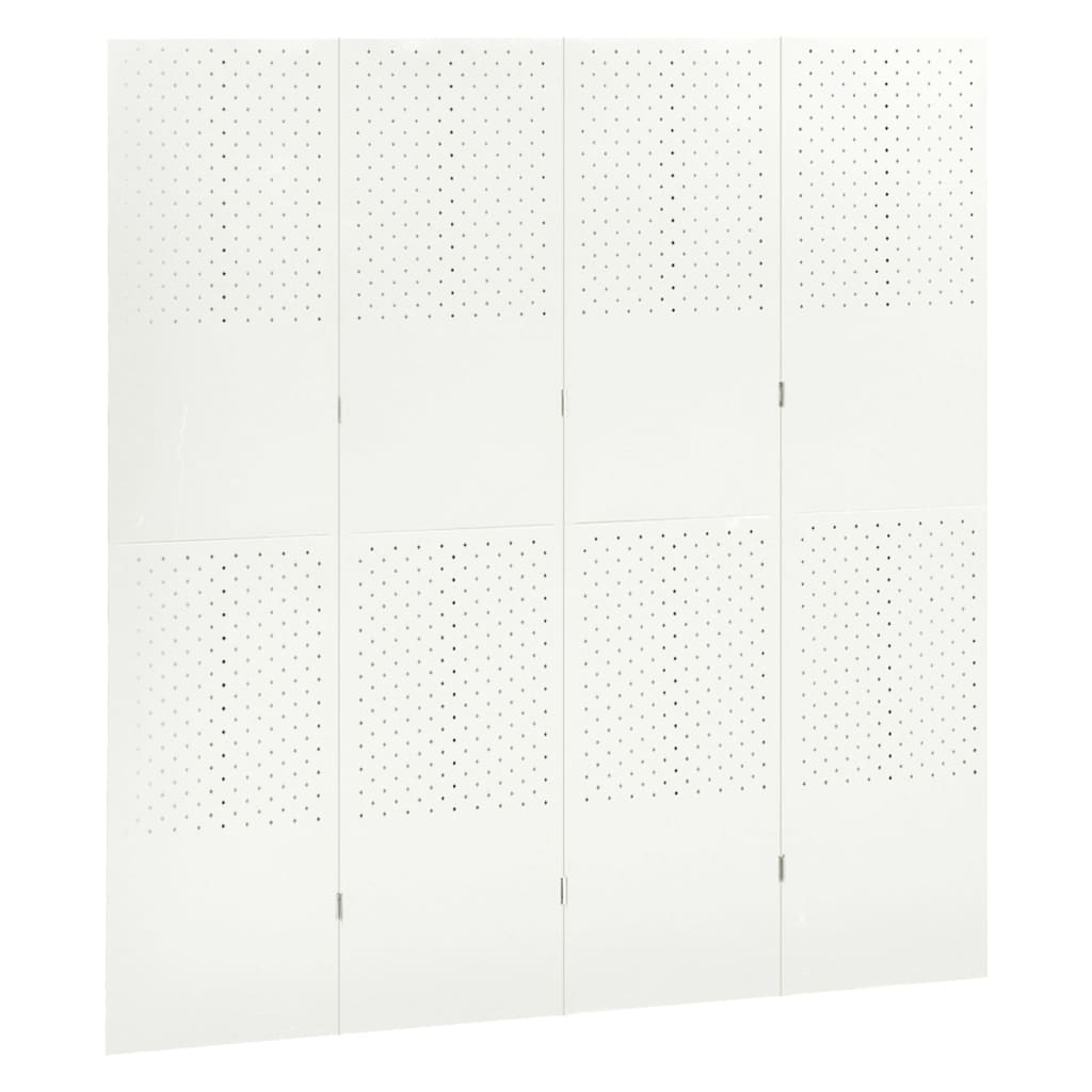 Paravento a 4 Pannelli Bianco 160x180 cm in Acciaio | homemem39
