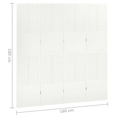Paravento a 4 Pannelli Bianco 160x180 cm in Acciaio | homemem39