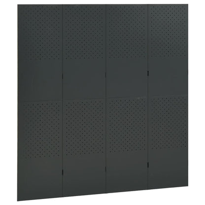 Paravento a 4 Pannelli Antracite 160x180 cm in Acciaio | homemem39