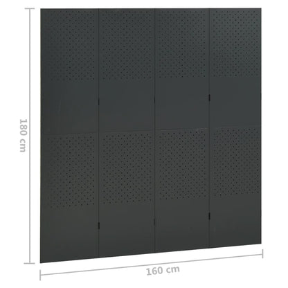 Paravento a 4 Pannelli Antracite 160x180 cm in Acciaio | homemem39