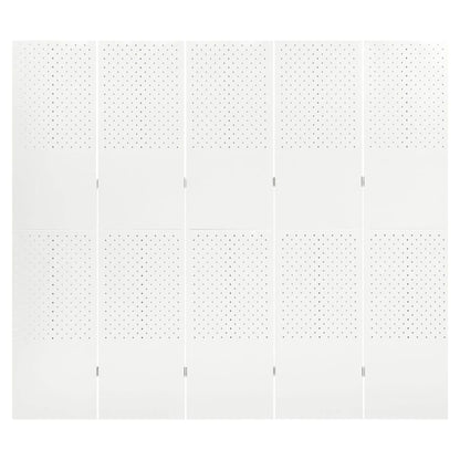 Paravento a 5 Pannelli Bianco 200x180 cm in Acciaio | homemem39