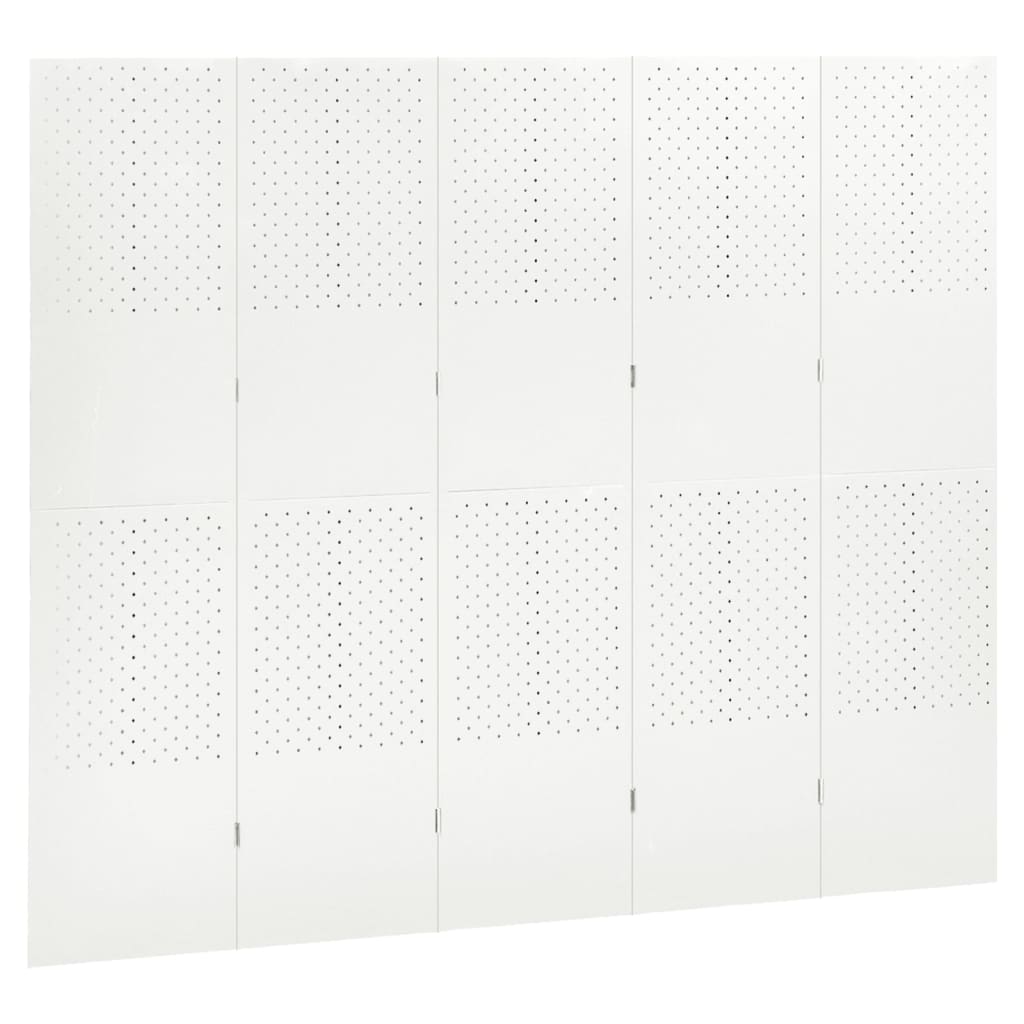 Paravento a 5 Pannelli Bianco 200x180 cm in Acciaio | homemem39