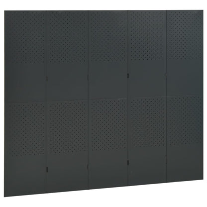Paravento a 5 Pannelli Antracite 200x180 cm in Acciaio | homemem39