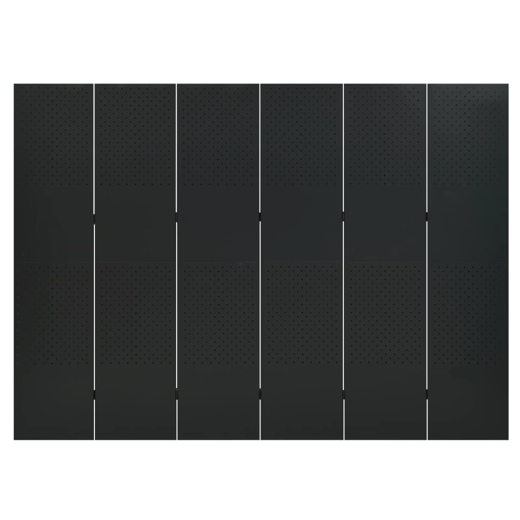 Paravento a 6 Pannelli Nero 240x180 cm in Acciaio | homemem39