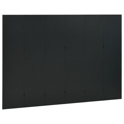Paravento a 6 Pannelli Nero 240x180 cm in Acciaio | homemem39