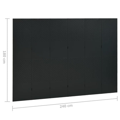 Paravento a 6 Pannelli Nero 240x180 cm in Acciaio | homemem39