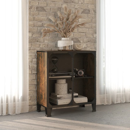 Armadietto Marrone Rustico 72x36x82 cm in Metallo e MDF | homemem39