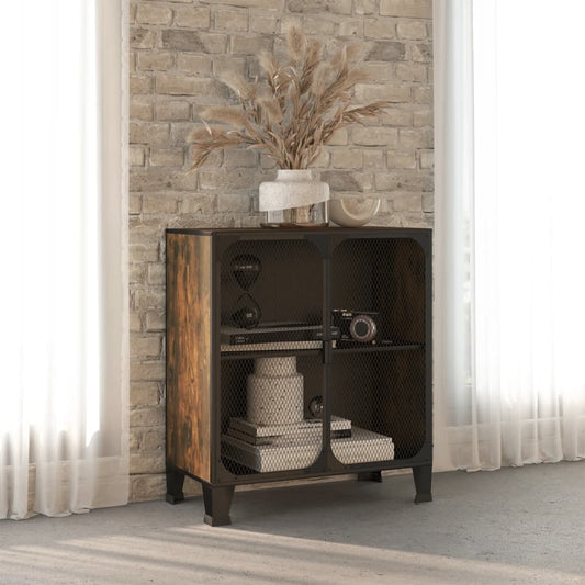 Armadietto Marrone Rustico 72x36x82 cm in Metallo e MDF | homemem39