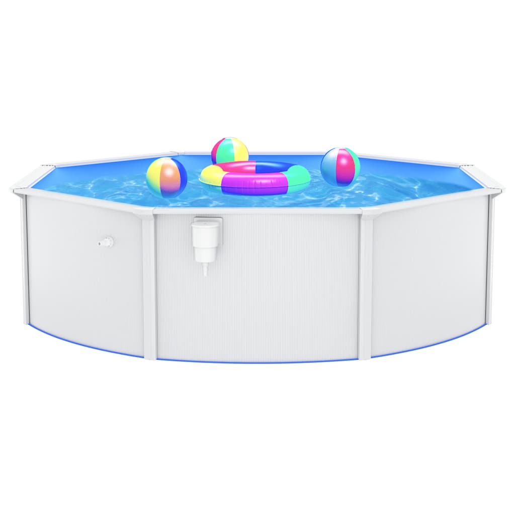 Piscina con Pareti in Acciaio Rotonda 460x120 cm Bianca | homemem39