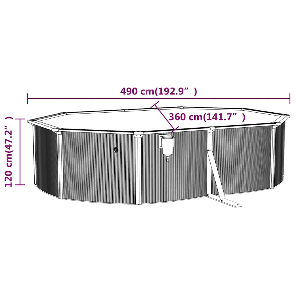 Piscina con Pareti in Acciaio Ovale 490x360x120 cm Bianca - homemem39