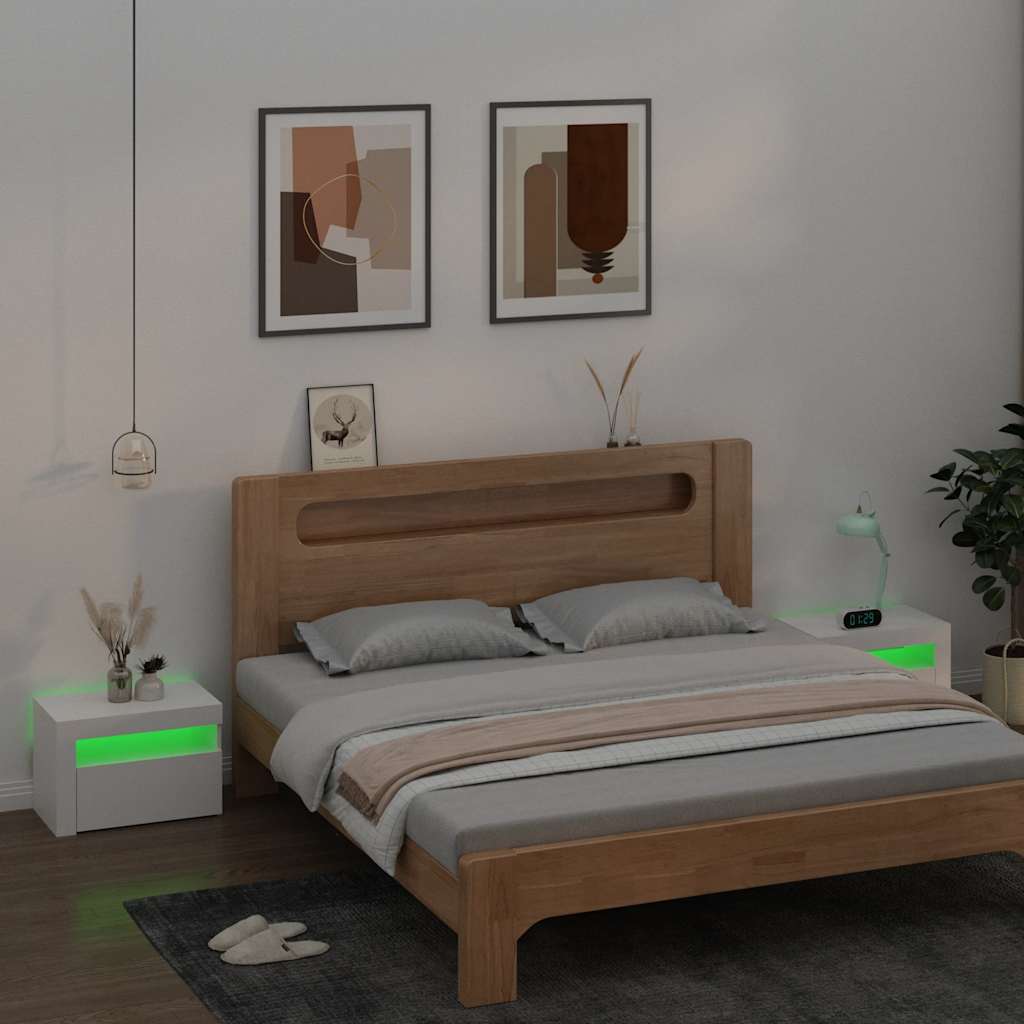Comodini 2 pz con LED Bianchi 60x35x40 cm | homemem39
