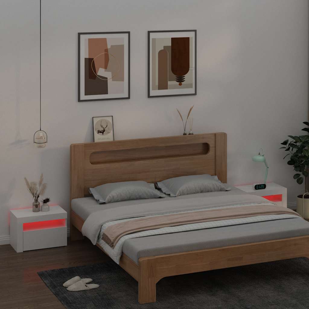 Comodini 2 pz con LED Bianchi 60x35x40 cm | homemem39