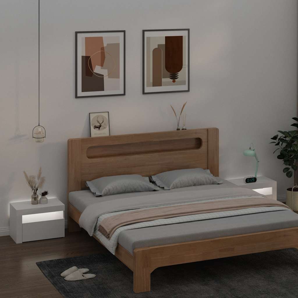 Comodini 2 pz con LED Bianchi 60x35x40 cm | homemem39