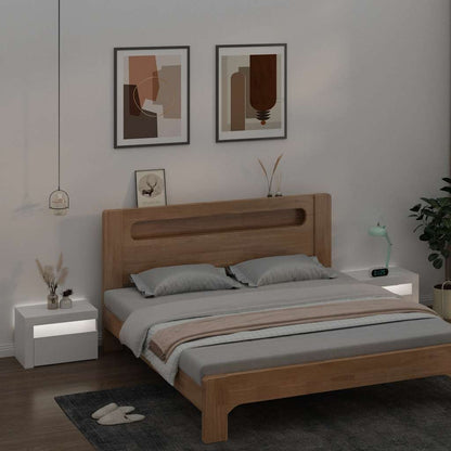 Comodini 2 pz con LED Bianchi 60x35x40 cm | homemem39