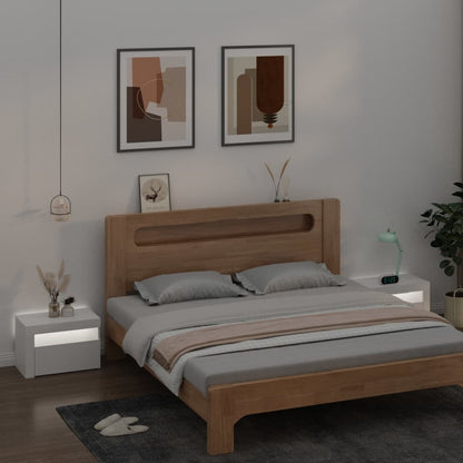 Comodini 2 pz con LED Bianchi 60x35x40 cm - homemem39