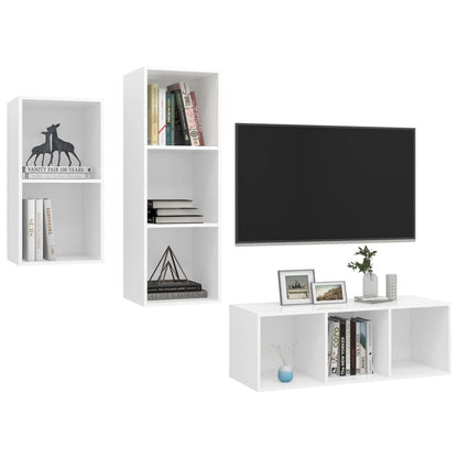 Set Mobili Porta TV 3 pz Bianco in Legno Multistrato - homemem39