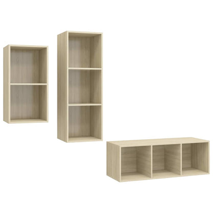 Set Mobili TV 3 pz Rovere Sonoma in Legno Multistrato - homemem39