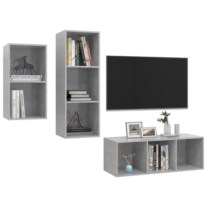 Set Mobili TV 3 pz Grigio Cemento in Legno Multistrato - homemem39