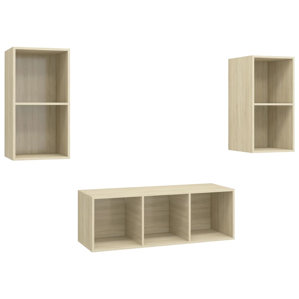 Set Porta TV 3 pz Rovere Sonoma in Truciolato - homemem39