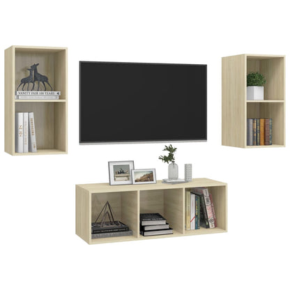 Set Porta TV 3 pz Rovere Sonoma in Truciolato - homemem39