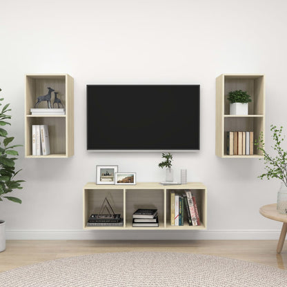 Set Porta TV 3 pz Rovere Sonoma in Truciolato - homemem39
